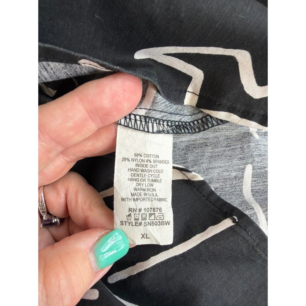 Comfy USA Black White Button Down Zipper Back Tunic Top XL - Picture 7 of 7